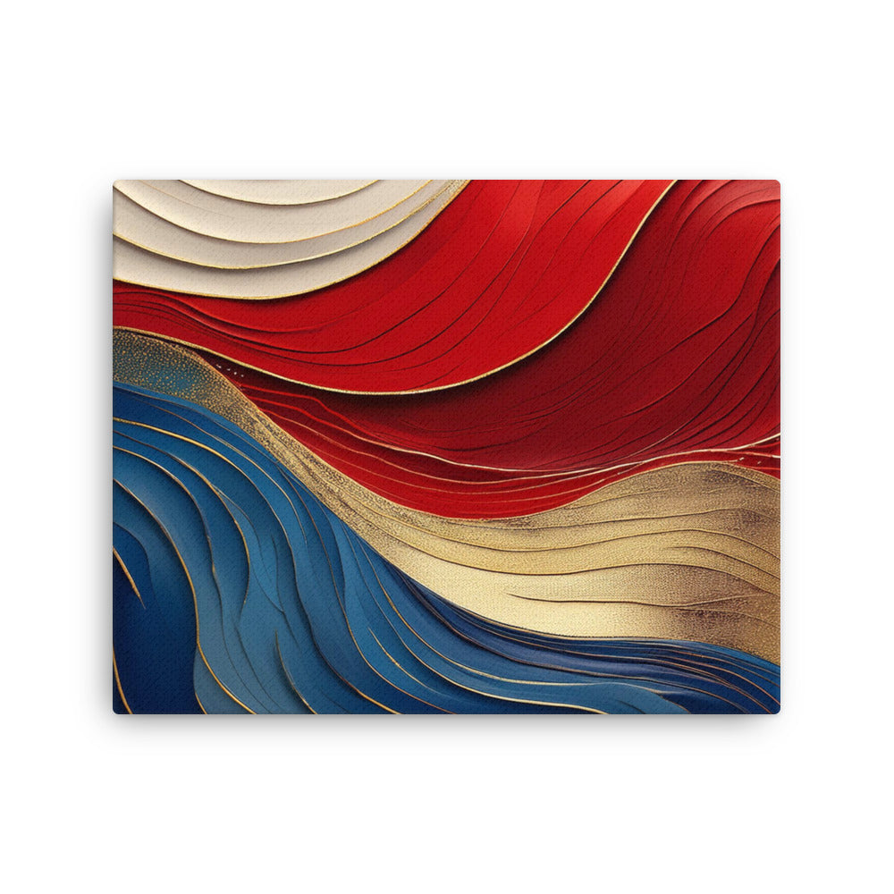 Red, White, Blue, and Gold Waves - Thin canvas