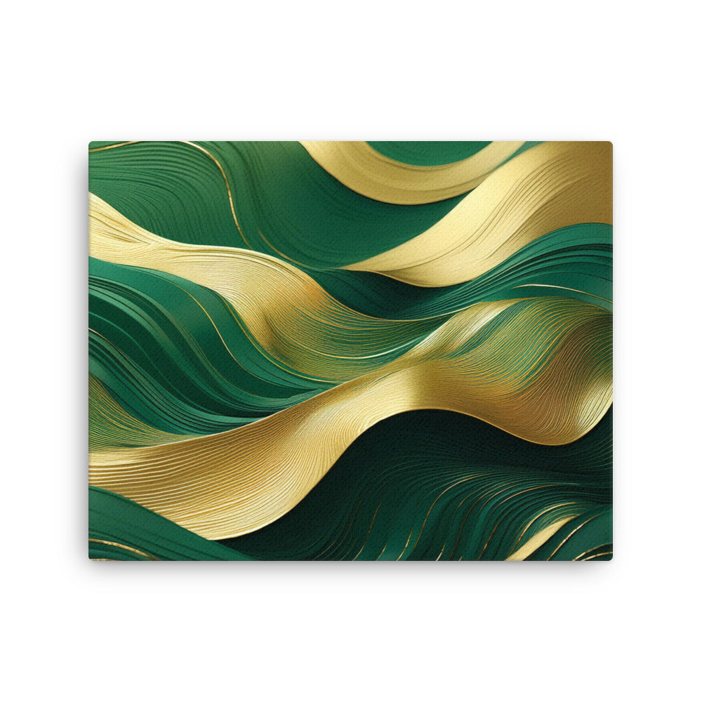 Green and Gold Waves - Thin canvas