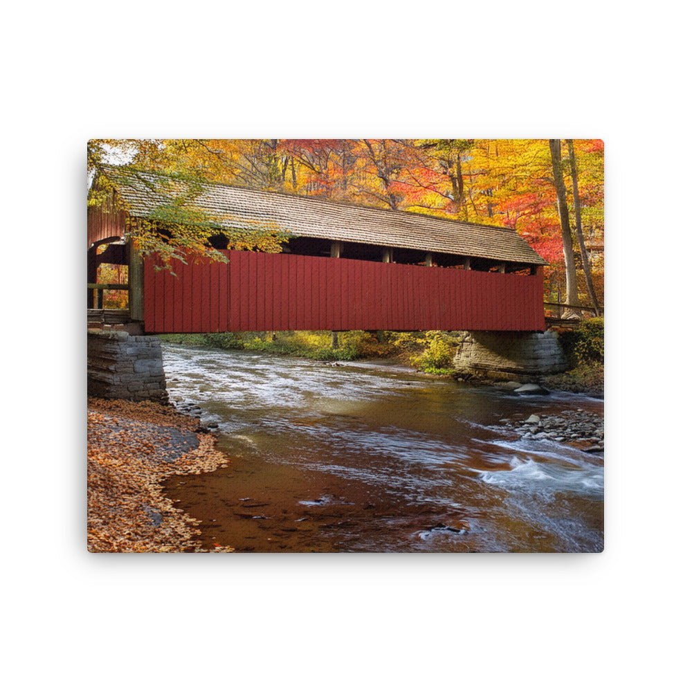 Autumn Covered Bridge - Thin canvas