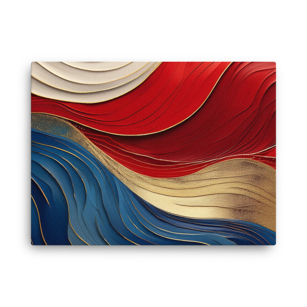 Red, White, Blue, and Gold Waves - Thin canvas