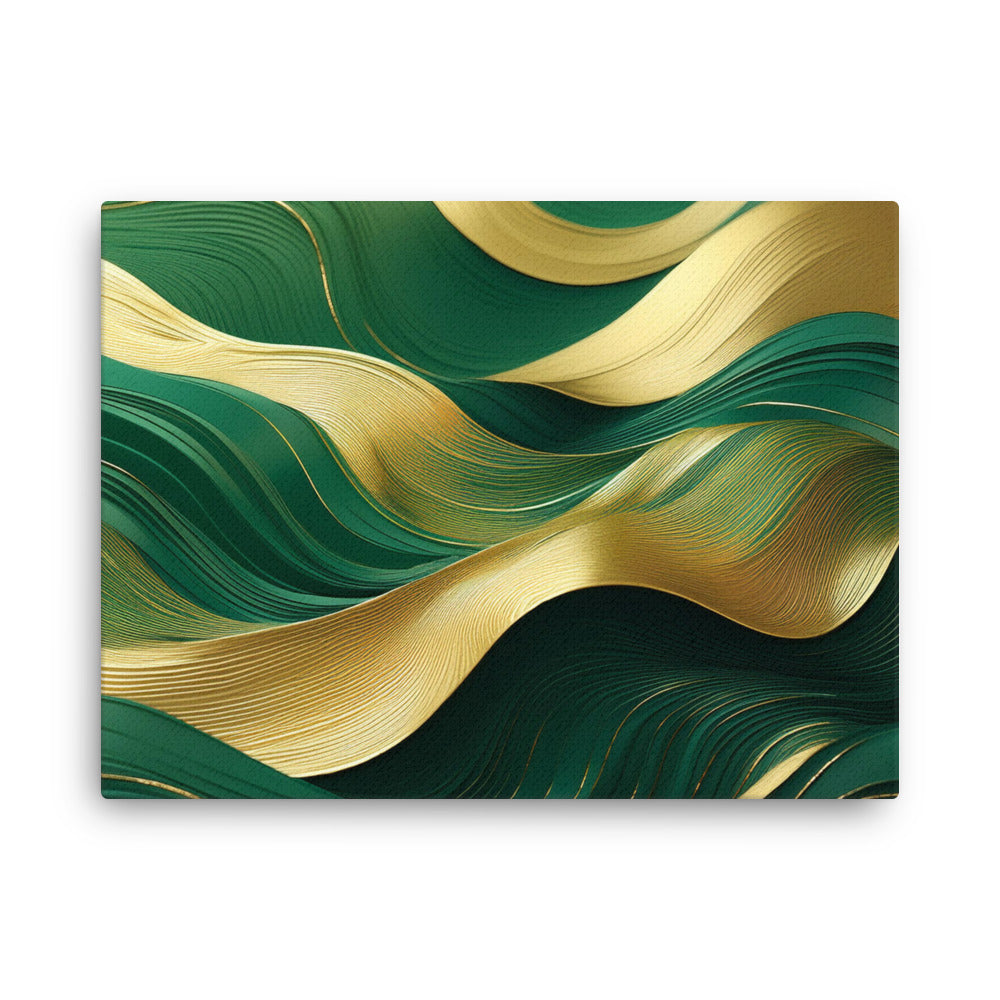 Green and Gold Waves - Thin canvas