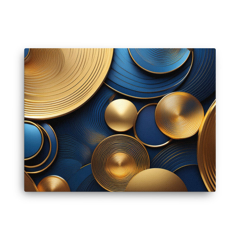 Blue and Gold Circles - Thin canvas