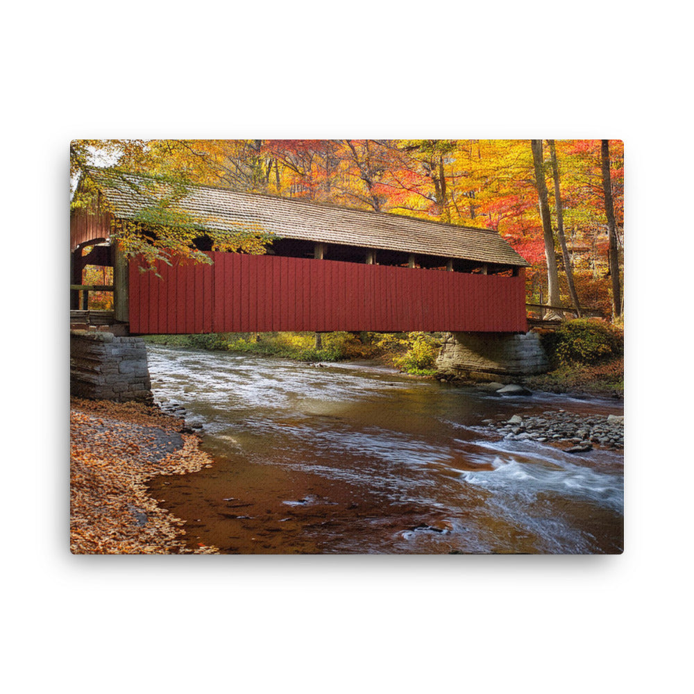 Autumn Covered Bridge - Thin canvas