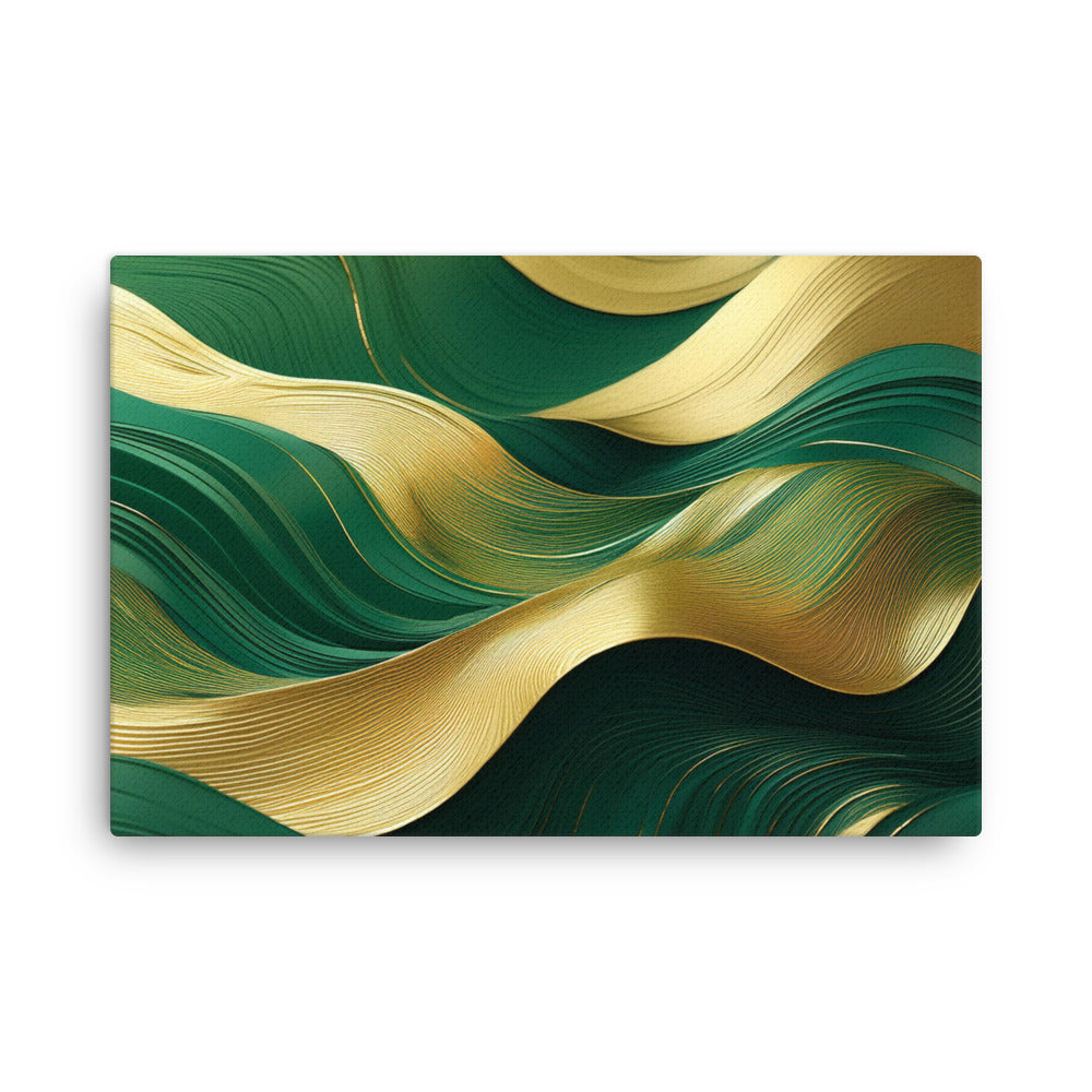 Green and Gold Waves - Thin canvas