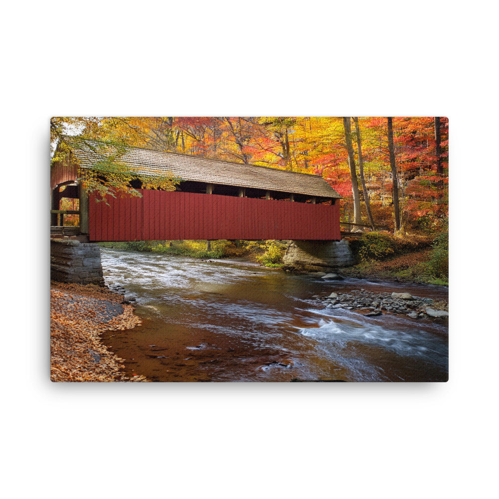 Autumn Covered Bridge - Thin canvas