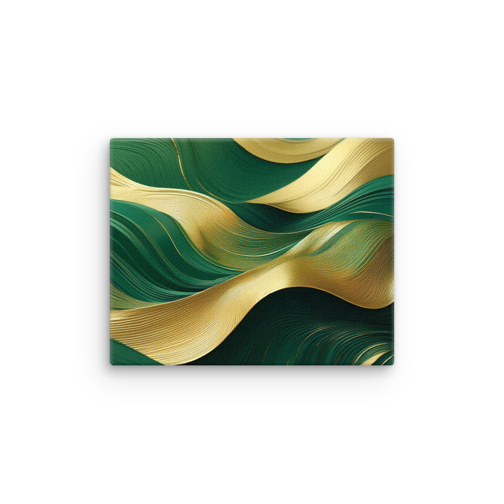 Green and Gold Waves - Thin canvas