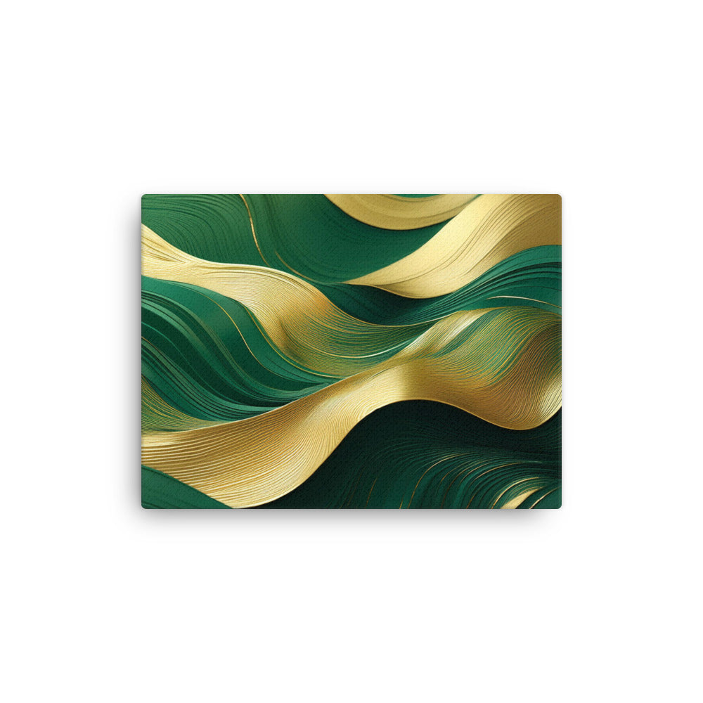 Green and Gold Waves - Thin canvas