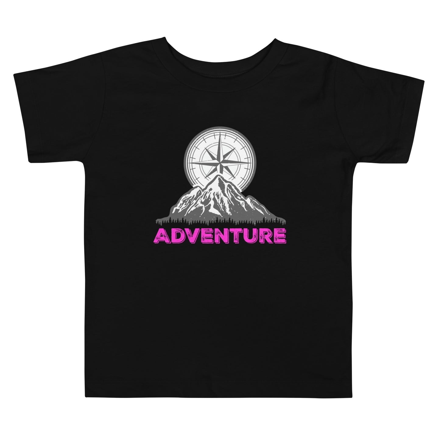 Adventure Compass (pink font) - Toddler Short Sleeve Tee