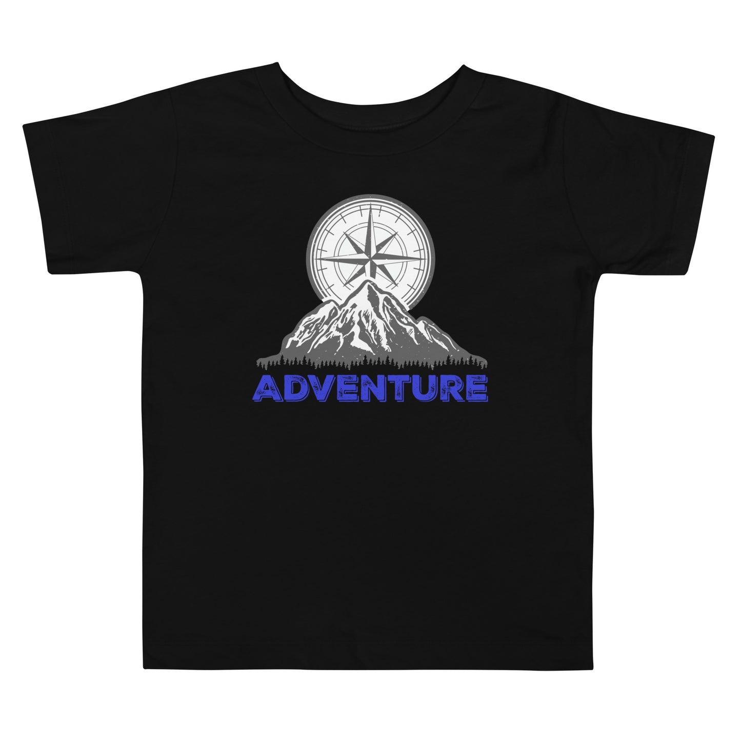 Adventure Compass (blue font) - Toddler Short Sleeve Tee