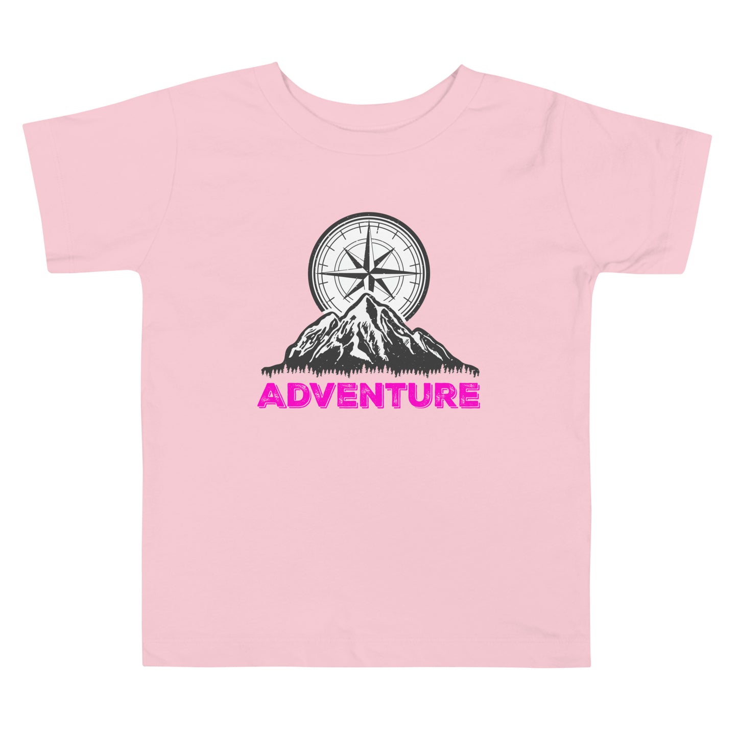 Adventure Compass (pink font) - Toddler Short Sleeve Tee