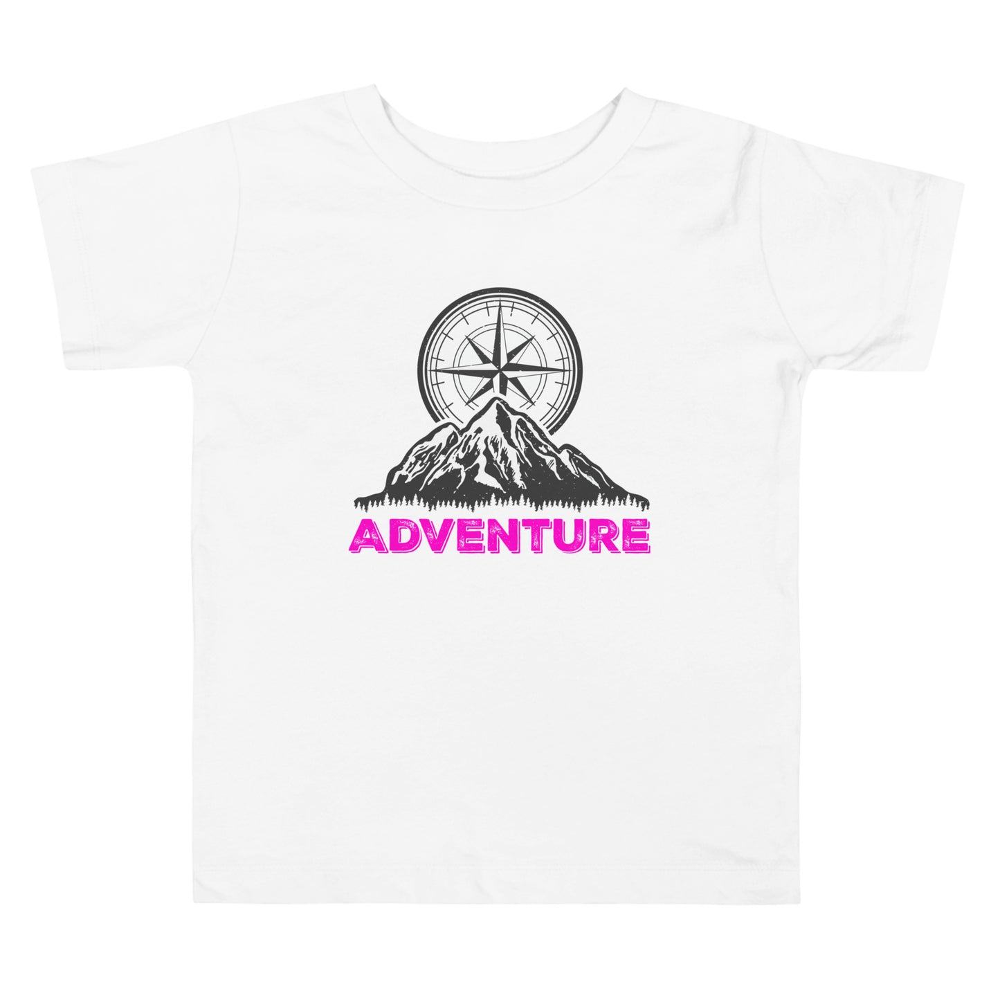 Adventure Compass (pink font) - Toddler Short Sleeve Tee