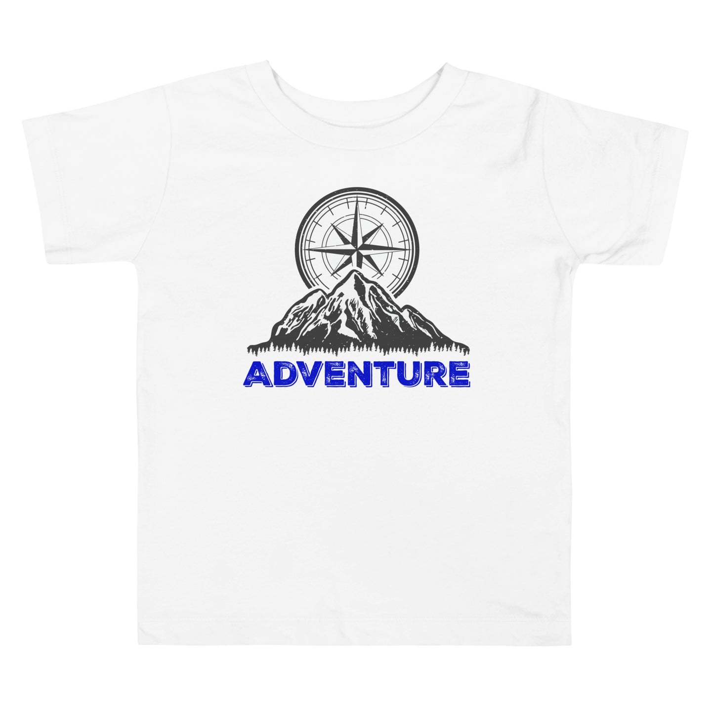 Adventure Compass (blue font) - Toddler Short Sleeve Tee