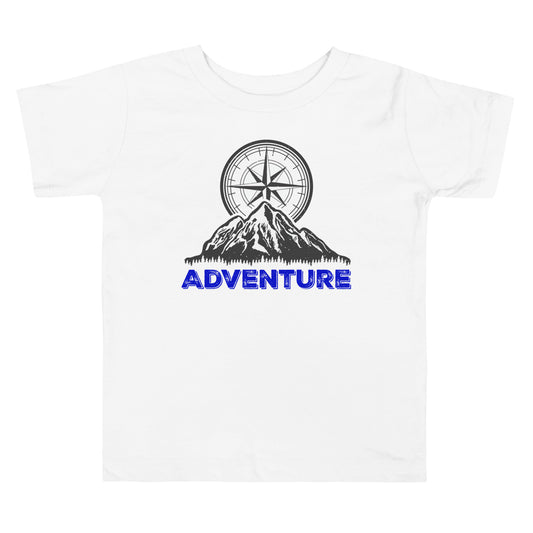 Adventure Compass (blue font) - Toddler Short Sleeve Tee